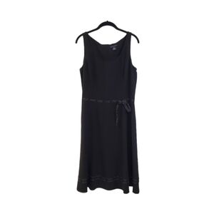 Ann Taylor Black Silk‎ Sleeveless Bow Tie Waist Dress Size 12